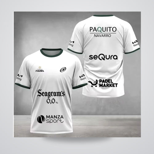 Camiseta Paquito Navarro blanca mangas negras